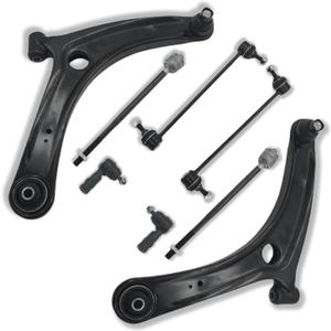 Front End 8pc Suspension Kit Fit for Mitsubishi 2007-2013 Outlander, 2008-2017 Lancer, 2x Front Lower Control Arm with Ball Joint, 2x Front Sway Bar End Links, 4x Front Outer/Inner Tie Rods