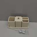 Bathroom Accessories Set, 4 Pcs Bathroom Accessory Set, Soap Dispenser, Toothbrush Holder, Qtip Holder Set, Bathroom Sets Complete, Bathroom Sink Set for Modern Home, Beige