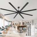 ZMISHIBO 108 Inch Large Ceiling Fans with Remote, High Volume(HVLS) Industrial Ceiling Fan with Reversible DC Motor, 8 Blades, 3 Downrods, Commercial Outdoor Ceiling Fans for Porch/Garage/Shop, Black