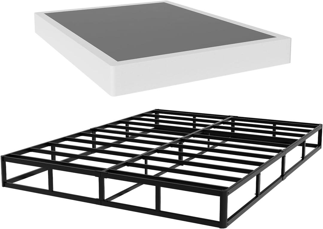 YORMDMO 7 Inch Box Springs, Mid Profile Box Spring Only for Queen Bed, Heavy Duty Metal Mattress Foundation with Fabric Cover, Easy Assembly, Noise-Free, Queen Size
