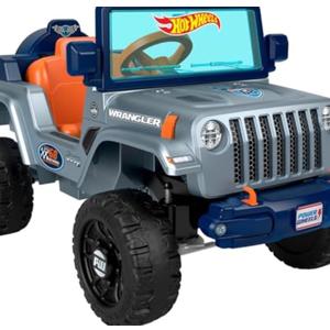 ​Power Wheels Hot Wheels Jeep Wrangler Toddler Ride-On Toy with Driving Sounds, Multi-Terrain Traction, Seats 1, Ages 2+ Years