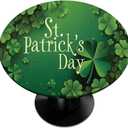 cfpolar Round Tablecloth with Elastic Edge Green Leaf St. Patrick's Day Round Fitted Table Cover Waterproof Wipeable Circle Table Cloths for Dining Kitchen Pattry Patio Outdoor (Fit for 45"-50")