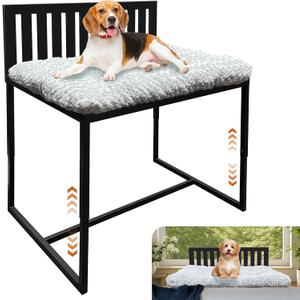 Beside Dog Bed,Adjustable Height Dog Bunk Beds,25.5x18Metal Dogs Bed Frame with Cushion,Medium