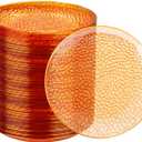 Rubtlamp 100Pcs Orange Gold Plastic Dessert Plates, 6Inch Small Hammered GoId Disposable Cake Plates, Hard Appetizer Plates, Fancy Plastic Plates for Party Wedding Teatime