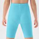Haloumoning Girls Bike Shorts Kids Athletic Volleyball Shorts Comfy Under Dress Dance Short Leggings 5-14 Years (Blue)