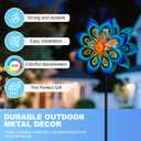 Solar Wind Spinners Outdoor - H60xW13 Metal Yard Art Kinetic Wind Spinners with Colorful LED Crackle Ball, Peacock-Style Windmill for Yard Lawn Garden Decor, Gardening Gifts for Women