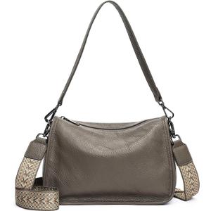 Genuine Leather Crossbody Bag Womens Lightweight Shoulder Purse ladies Small Hobo Handbag (Dark Grey)