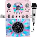 Singing Machine Portable Karaoke Machine for Adults & Kids with Wired Microphone, Rose Gold/Frosted Pink - Built-In Karaoke Speaker, Bluetooth with LED Disco Lights - Karaoke System with CD+G & USB