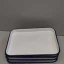 Zhehao 4 White Butcher Tray Palette Rectangular Serving Tray Enamel Metal Classic Sheet Pan Server Vintage Art Supply Holder Tabletop Organizer 7.1 x 10.2 Inch for Painting Food Storage Home