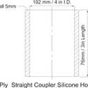 4 in ID Straight Silicone Hose Coupler with Stainless Steel Hose Clamps, 4 Silicone Coupling (102mm) High Temp 4-Ply Reinforced, 3inch Length