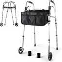 Folding Walkers for Seniors with Basket: Standard Walkers for Seniors Lightweight Portable Walker Adjustable Height Standard Upright Walker for Elderly Disabled Bariatric (Sliver + Black)