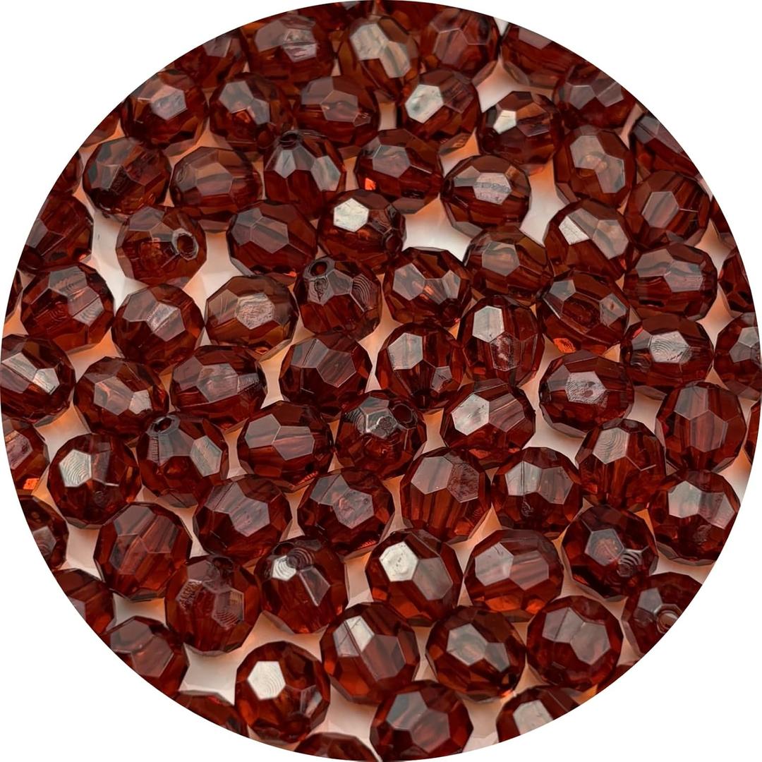 1000pcs 6mm Acrylic Round Faceted Beads for Crafts Faceted Spacer Beads for Sewing Crafts Decoration Necklaces Bracelets Earrings Jewelry Making(Drak Coffee)
