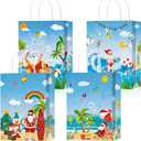 HOWAF 12pcs Hawaiian Christmas Party Decorations Gift Bags, Tropical Christmas Paper Bags with Handle, Mele Kalikimaka Goodie Bags for Summer Xmas Party