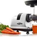 Omega Cold Press Juicer Machine, Vegetable and Fruit Juice Extractor and Nutrition System Makes Nut Milks Baby Food and Sorbets, Triple-Stage 80-RPM Slow Masticating Juicer, 200-Watts, Gray