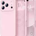 Vooii Magnetic for iPhone 17 Pro Case, Compatible with Magsafe (Premium Liquid Silicone) (Integrated Camera Control Button) Full Body Protective Anti-Scratch Microfiber Lining 6.3", Chalk Pink