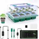 joyhalo 12 Cell Seed Starter Kit with Grow Light and Graphene Heating Mat, Reusable Seed Starter Tray with Higher 4.7Humidity Domes and Large Clear Silicone Base Nursery Pots