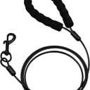 Dog Leash with Hooks Stainless Steel, Water Chew Proof for Medium and Small Dogs 4FT Wire Alloys Camping with Soft Handle(Black 4FT)