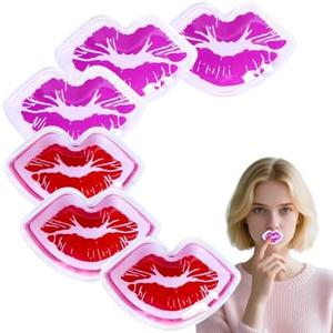 Lip Ice Pack for Injuries, Mini Small Gel Ice Pack, Hot and Cold Compress, Reduce Pain and Swelling, Dark Circles Fade, Eye Relax, Anti-Aging Lip Care Pad Gift for Girl Woman (6 PCS) 4 Pack