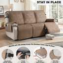 VANSOFY 100% Waterproof Recliner Sofa Covers, Couch Covers with Non-Slip Granule, 3-Piece Washable Reclining Sofa Cover with Pocket Furniture Protector for Kids, Pets（Light Brown,3 Seater）