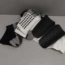 2 Pair Kids Grip Soccer Socks and 2 Pair Shin Guard Sleeves,1 Pack Shin Guards and 4 Shin Straps for Soccer Football Sports (Medium, White/Black)