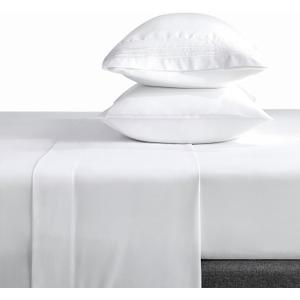 CozyLux Twin Bed Sheets Set 1800 Series 3-Piece Embroidered Double Brushed Microfiber Sheets 16" Deep Pocket Hotel Soft Luxury Bedding Sheet Set, Wrinkle Resistant, White