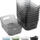 Tiawudi 8 Pack Plastic Storage Bins, Clear Pantry Organizers and Storage Containers, Multi-Use Organizer Bins for Kitchen, Bathroom, Office, Shelf, Fridge, Home Edit and Cabinet Organizers