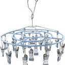 HSJH Stainless Steel Clothe Drying Rack Laundry Drip Hanger 24 Clip Metal Clothespins Round Underwear Lingerie Sock Hat Boot Large Heavy Duty Portable Indoor Outdoor Baby Wet and Dry Dryer (24 Round)