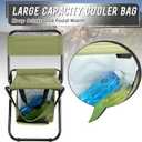 Jerify 2 Pcs Fishing Chair with Cooler Bag Multi-Function Foldable Compact Fishing Stool Hunting Chair Portable Backrest Stool with Folding Backpack for Finishing Camping Hunting Travel (Green)