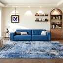 ThreadGlobe Washable Area Rugs for Living Room 8x10, Blue, Tie-dye Style