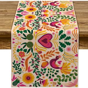 Sunwer Cinco De Mayo Table Runner Mexican Fiesta Party Decoration Dia De Los Muertos Home Kitchen Dining Room 90Inches Long