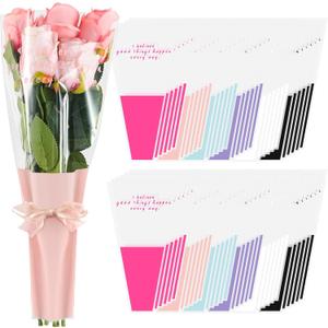 Chivertion 300 Pcs Flower Sleeves for Bouquets 2025 Graduation Disposable Clear Rose Flower Wrapping Paper Bags Plastic Floral Bouquet Bags for Wedding Anniversary Birthday DIY Gift Florist Supplies