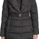 Kenneth Cole New York Women's Pillow Collared Fashion Puffer With an Inner Bib Removeable Buckle, M