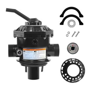 262506 1-1/2-Inch 6-Way Clamp Style Valve Replacement for pentair 262506 262504 Multiport Valve,Fit for Tagelus/Sand Dollar/Meteor Pool and Spa Sand Filter with Winterize and Pressure Gauge
