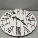 ALBEN Large Farmhouse Wall Clock - 24 inch Round Shiplap Farmhouse Style Clock Bundled with Decorative Reversible Wooden Sign
