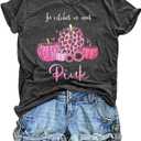Breast Cancer Shirts for Women Breast Cancer Awareness Shirt in October We Wear Pink Pumpkin Graphic Tee Pink Ribbon Tee Top (Medium, Grey)
