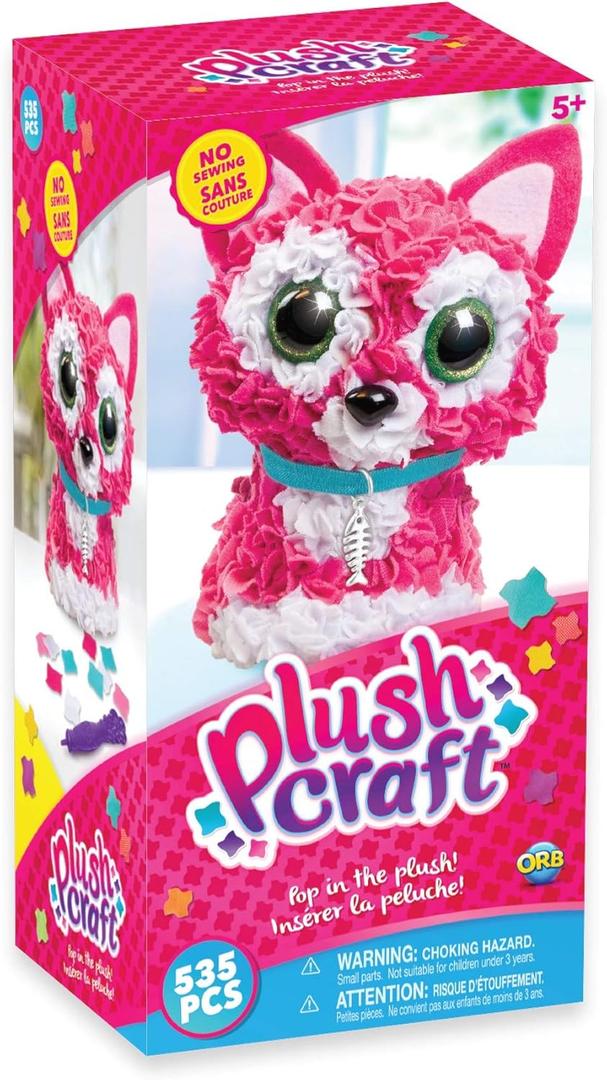 ORB The Factory PlushCraft Kitty 3D Kit, Pink/White/Blue, 5" x 4" x 10" (72889)