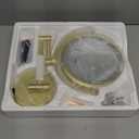 Make up Mirror Wall Mounted with Lights and 10X Magnification Rechargeable, 8" Double Sided, 3-Colors Touch Dimmable Extended Arm 360 Rotation Foldable Cosmetic Mirror, Brushed Gold