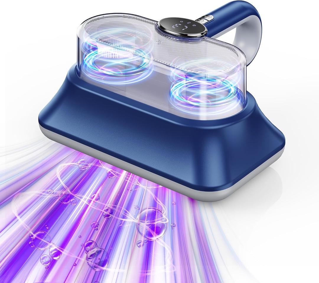 Mattress Vacuum Cleaner Powerful Vibration Handheld Couch Vacuum with UV-C Light and LED Display, HEPA Filter, Versatile Bed Vacuum Cleaner Cordless with Type-C Charging Port for Bed, Sofa, Carpets