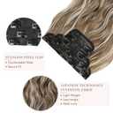 REECHO Hair Extensions, 4PCS Clip in Hair Extensions HE001 Natural Soft Synthetic Hairpieces for Women (20 Inch-200 Gram (Pack of 4), Ash Brown with Platium Highlights)