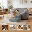 Dog Stairs for Couch, 2 Steps 11.8" H Non-Slip Pet Stair, Balanced Stable Pet Ramp for Small Dogs, Indoor Furniture Step, Gray