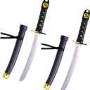 2 Pcs Plastic Samurai Sword with Sheath, Ninja Swords Katana Toy Halloween Costume Accessories for Boys, 16.5'' Length Black