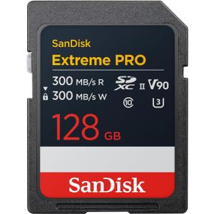 SANDISK 128GB Extreme PRO SDXC UHS-II Memory Card - Up to 300MB/s Read and Write speeds, V90, 8K, 4K UHD, SD Card - SDSDXDM-128G-GN4IN