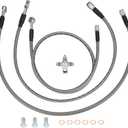 M MATI "+3" Stainless Braided Brake Lines Kit for Kawasaki KFX400 2003-2004 for Suzuki QuadSport Z 400 LT-Z400 2003-2008 for Arctic Cat DV-X 400 2004 43095-S007 59480-07G11 59240-07G11 3406-044