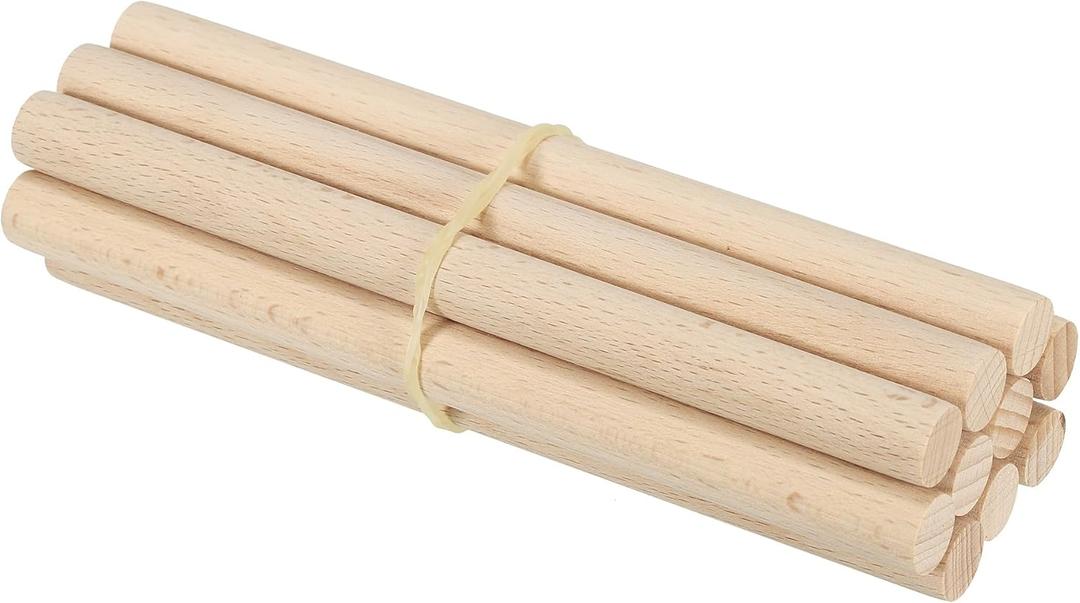 PATIKIL 1/2 x 6 Inch Dowel Rods Wood Sticks, 10 Pcs Unfinished Wooden Dowel Rods Round Dowels Hardwood Sticks for DIY Crafts and Home Decor