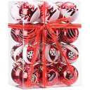 Sea Team 60mm/ 2.36" Delicate Painting & Glittering Shatterproof Christmas Ball Ornaments Decorative Hanging Christmas Ornaments Baubles Set for Xmas Tree - 24 Counts (Red)
