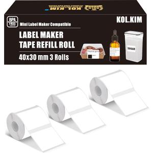 M150 Thermal Labels for Phomemo M110 M150 M220 M200 M250 M120 M221 Label Printer for Clabel 221B Labels for Phomemo M220 M100 M102 Label Maker Tape Refill 40 x 30 mm 1.57''x1.18'' White 3 Rolls