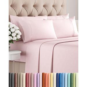 Queen 6 Piece Sheet Set - Comfy Breathable & Cooling - Soft Hotel Luxury Bedding Set with 8-16 Inch Deep Pockets - 1 Flat & 1 Fitted Sheet & 4 Pillowcases - Wrinkle Free & Easy Care - Lavender Pink