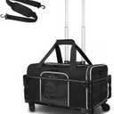 Small Pet Carrier 17"x12"x8.5" with Wheels Airline Approved, Black