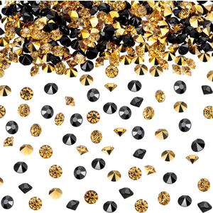 10000 Clear Wedding Table Scatter Confetti Crystals Acrylic Diamonds Rhinestones for Table Centerpiece Decorations Wedding Decorations Bridal Shower Decorations Vase Beads (Gold and Black, 4 mm)
