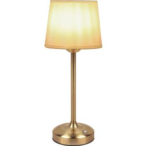 Cordless Table Lamp Gold with Dimmer, 4000mAH Battery Operated Lamp Rechargeable, 3 Color Temperature Touch Control Fabric Desk Light for Dining Room, Bedroom, Bar, Patio, Counter, Restaurant, Gold 